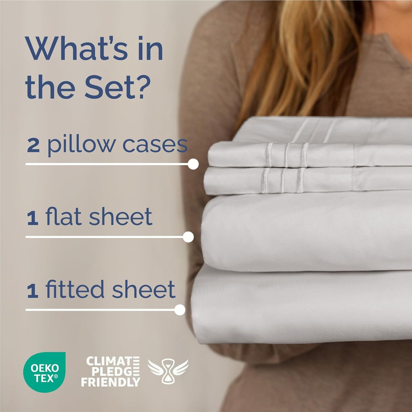 Full Size 4 Piece Sheet Set - Comfy Breathable & Cooling Bed Sheets Set - Hotel Luxury Bedding for Women, Men, Kids, Teens, Boys & Girls - Deep Pockets, Soft and Wrinkle Free - Oeko-Tex - French Grey