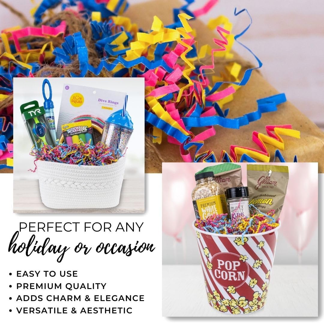 MagicWater Crinkle Cut Paper for Gift Baskets - 2LB - Fiesta Blend - Perfect for Shredded Paper Filler, Basket Filler, Gift Boxes, Bridesmaid Gifts, Halloween Stuffers & More – Ideal for All Occasions