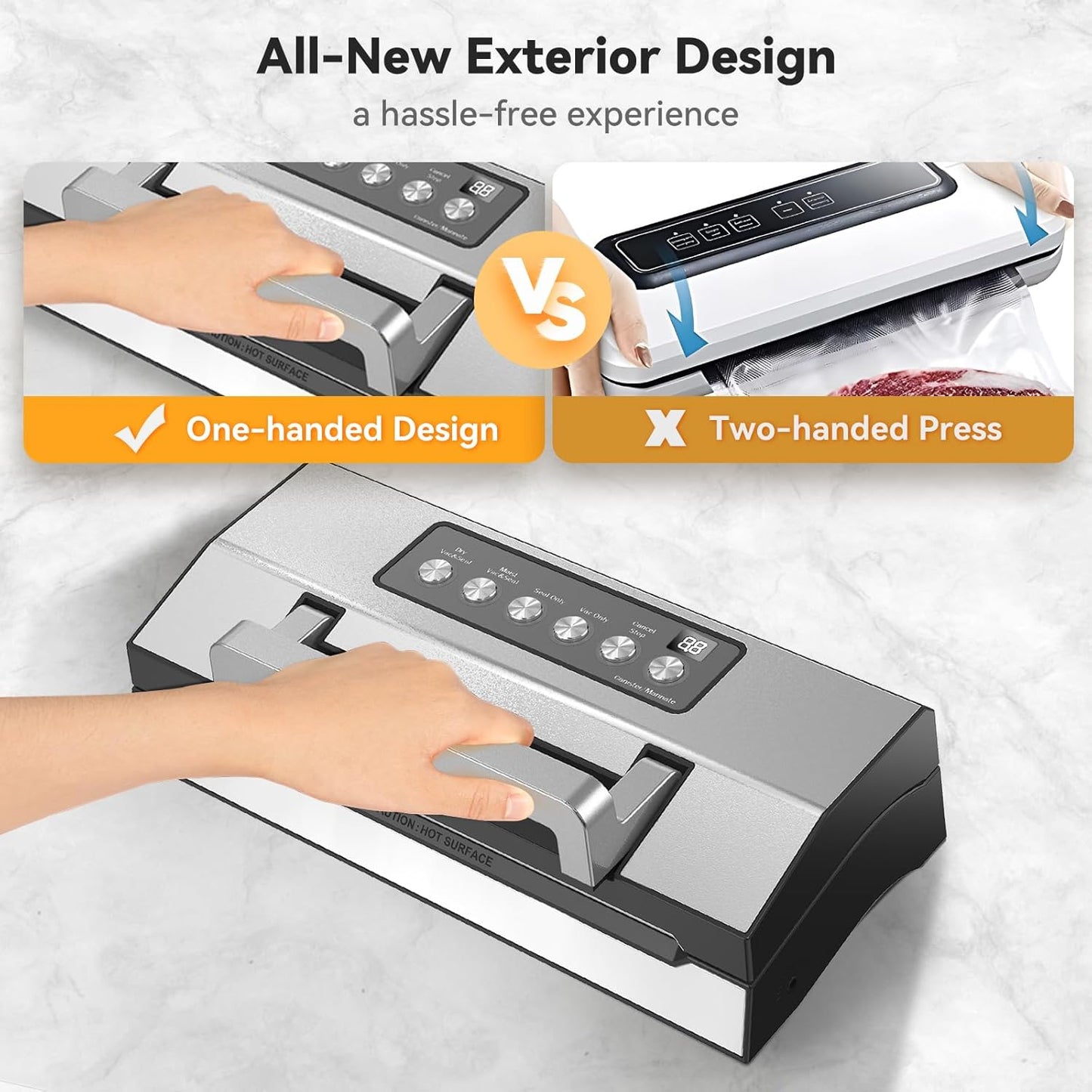 2025 Precision Food Vacuum Sealer Machine, Commercial Full Automatic Food Sealer–Powerful Dual Pump, Built-in Cutter&Bag Storage, Double Heat Seal, Food Preservation Saver, 2 Bag Rolls&Hose, Sous Vide