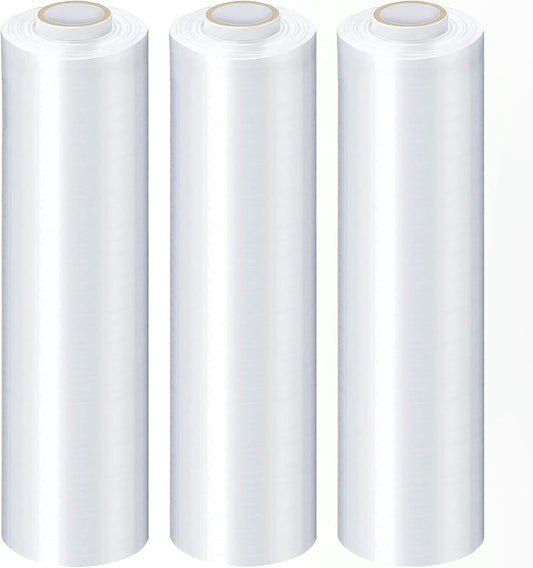 PSBM Stretch Wrap, 4 Pack, 15 Inch x 1000 Feet, 120 Gauge, Clear Plastic Cling, Cast Hand Stretch Film Rolls for Packaging Moving Packing Pallets