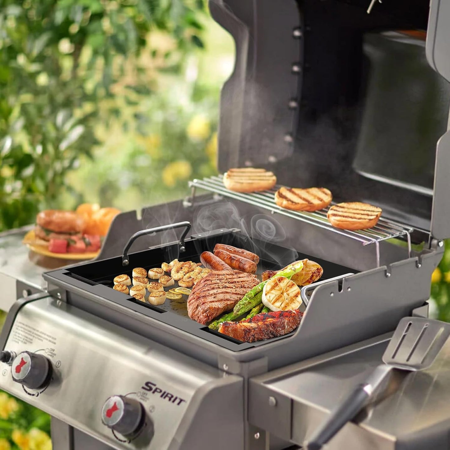 Stanbroil Full Size Griddle Insert for Most 2-Burner Gas Grill, Universal Flat Top Griddle for Weber, Royal Gourmet, Napoleon, Char-Broil, Cuisinart, Nexgrill, Dyna-Glo, Monument Grills and More