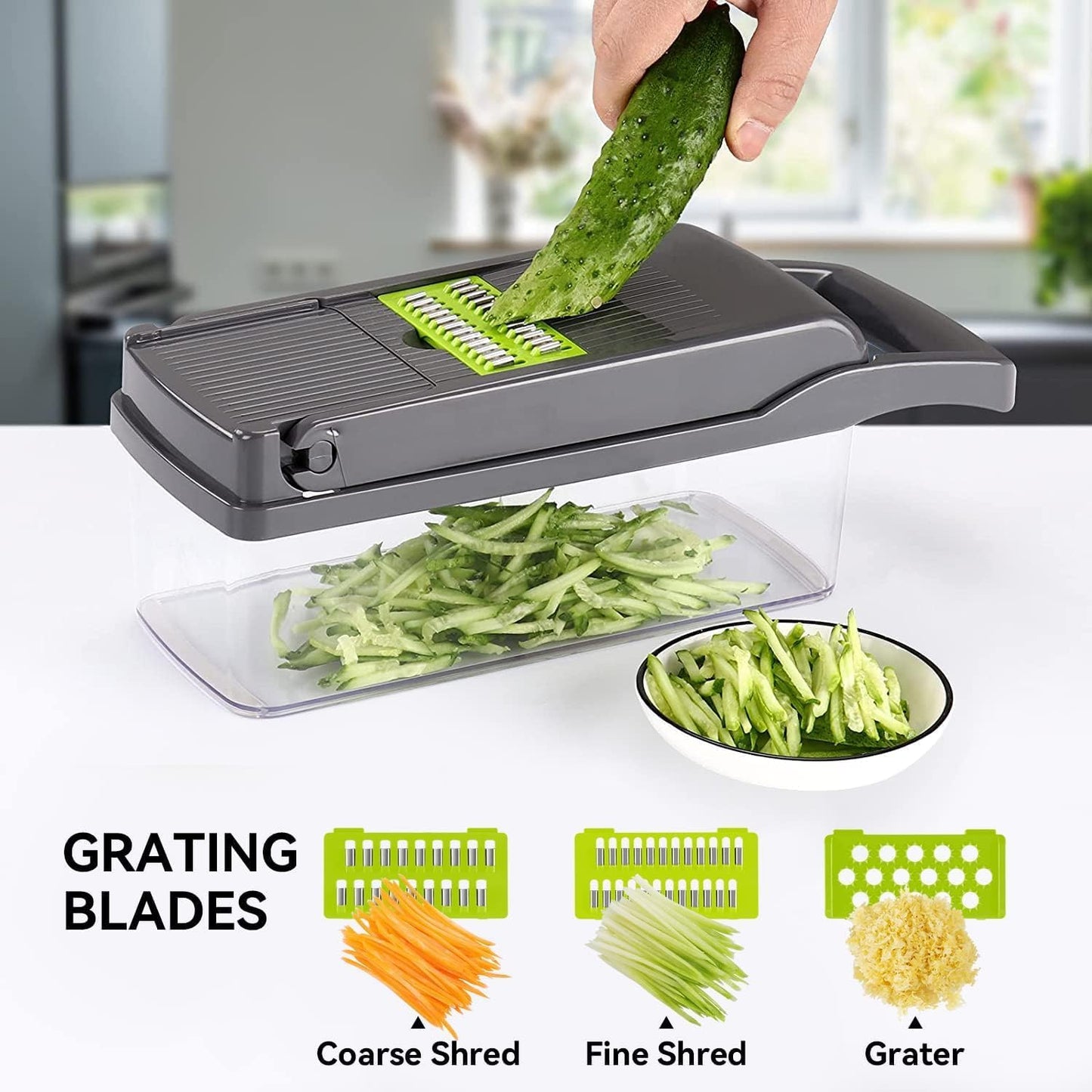 Multi-Function Vegetable Chopper Onion Micer Chopper 12 in 1 Pro Veggie Slicer Dicer Cutter with Container for Potatoes, Tomatoes, Zucchini, Garlic, Eggs, Cucumbers