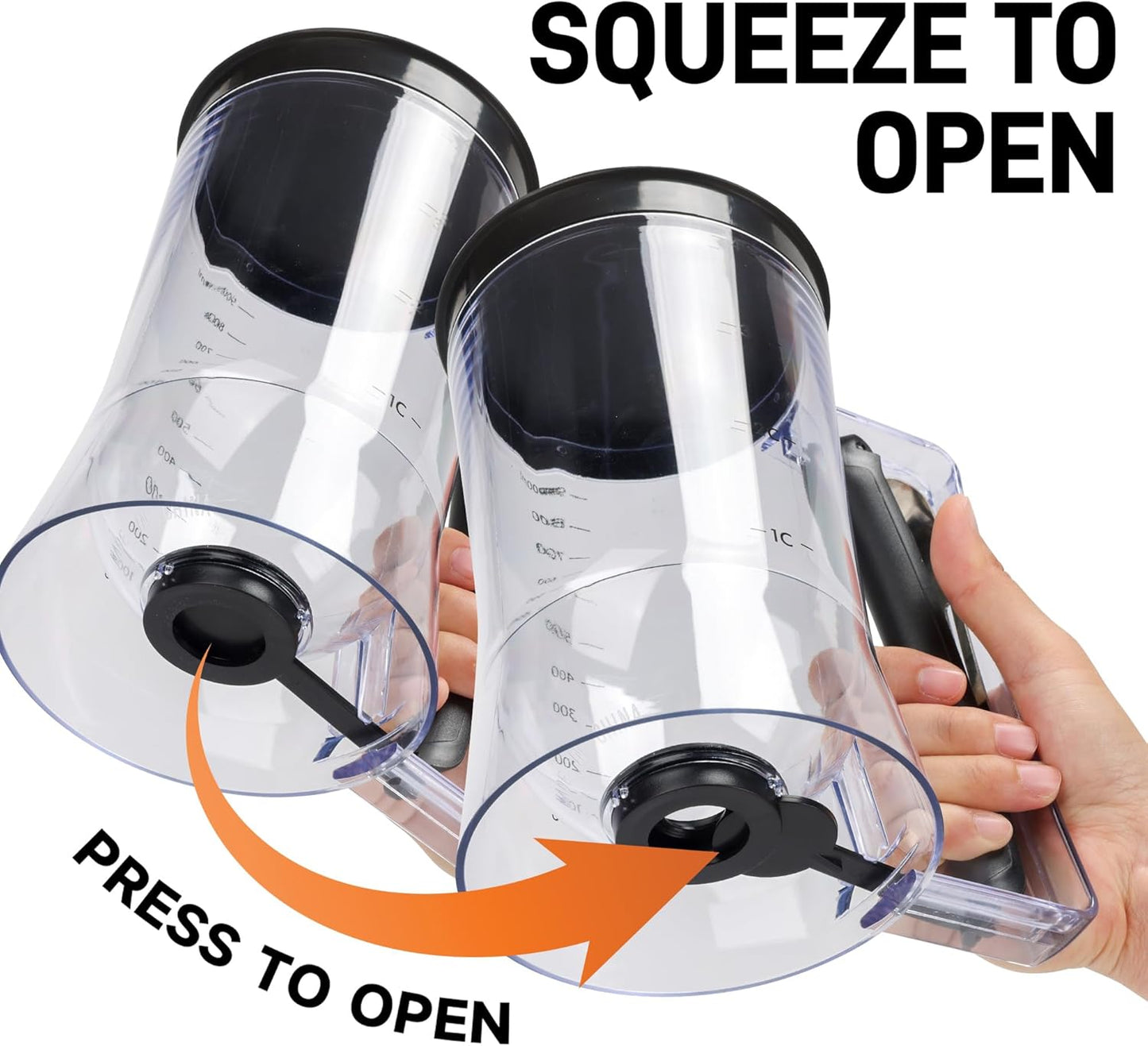 FUNGYAND Pancake Batter Dispenser, 900ML 4 Cups Capacity – Easy-Pour Tool for Pancakes, Cupcakes, Waffles, Muffins & More – Precise Baking with Squeeze Handle - Black