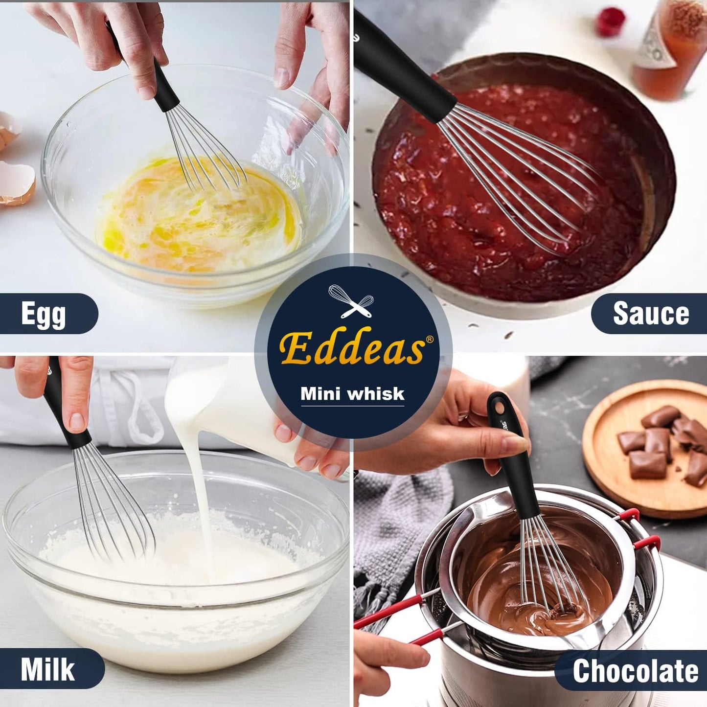 Mini Whisks - Small Whisks （7 and 5.5 inch ）Stainless Steel,Kitchen Balloon Whisk, Sturdy Wires ＆ Strong Handles,Suitable for Egg, Espresso, Hot chocolate, sauces