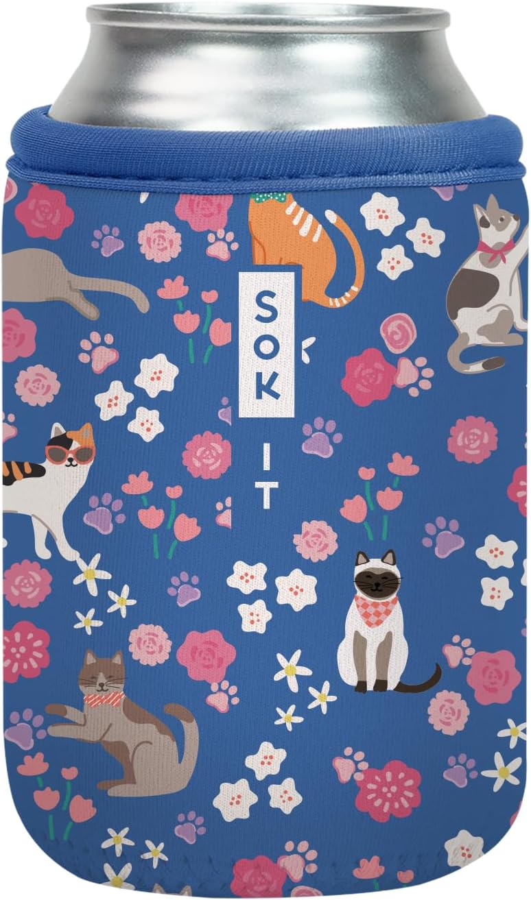 Sok It CanSok Sleeve for Beer & Soda Insulated Neoprene Cover (Purr-fection, 12oz Can Sleeve)