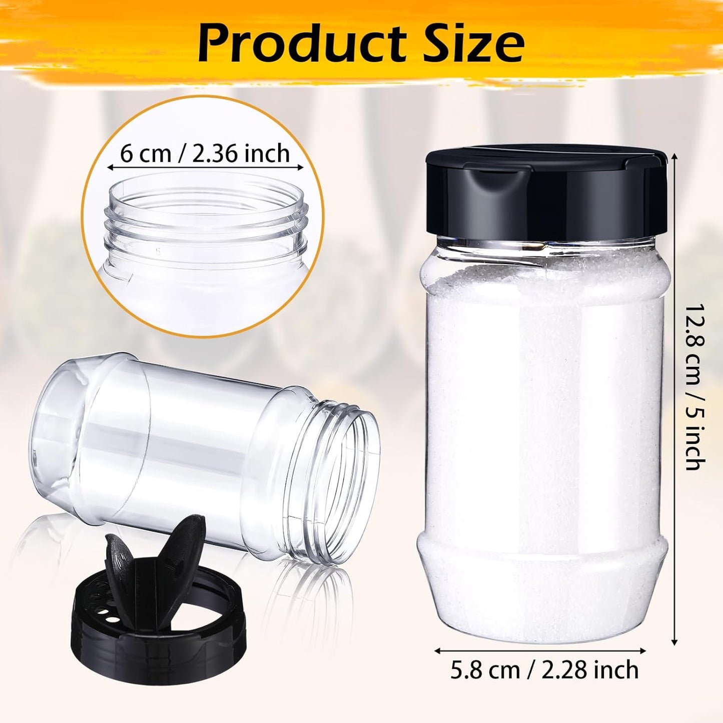 30 Pack Plastic Spice Jars with Shaker Lids Clear Seasoning Containers Spice Bottles for Kitchen Storing Spice Herbs Seasoning Powders (Oval Shape,12.2 oz)