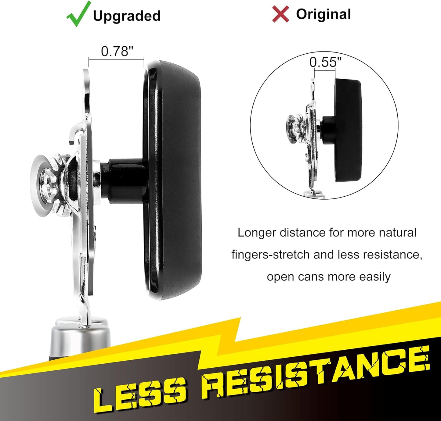 [Smoother Cut] PrinChef Manual Can Opener with Magnet, Improved Handle for More Comfortable Grip, Handheld Can Openers for Seniors, Heavy Duty Can Opener Smooth Edge, Bottle Opener Easy to Use, Black