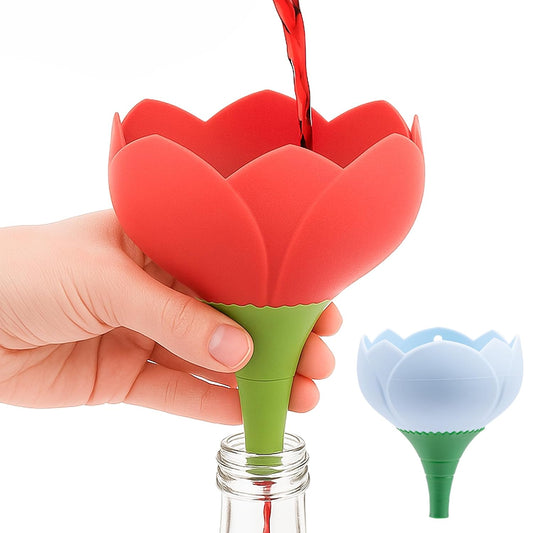 Li & Zhao Kitchen Funnels - 2 PCS Canning Funnels for Kitchen Use Filling Bottles Oil Funnel Silicone Funnel Bottle Liquid Transfer Filling Liquid,Oils,Spices for Bottles,Jar(Red & Blue)