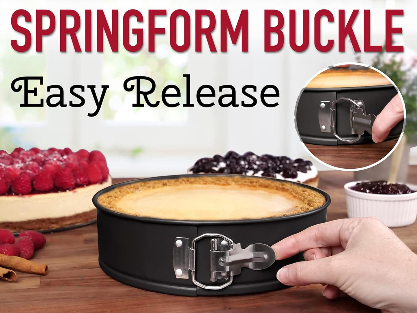Zulay Kitchen 7-Inch Non-stick Cheesecake Pan -Leakproof Springform Pan with Removable Bottom and Easy Release - Round Cake Pan for Baking Cheesecake, Deep Dish Pizza (Black)