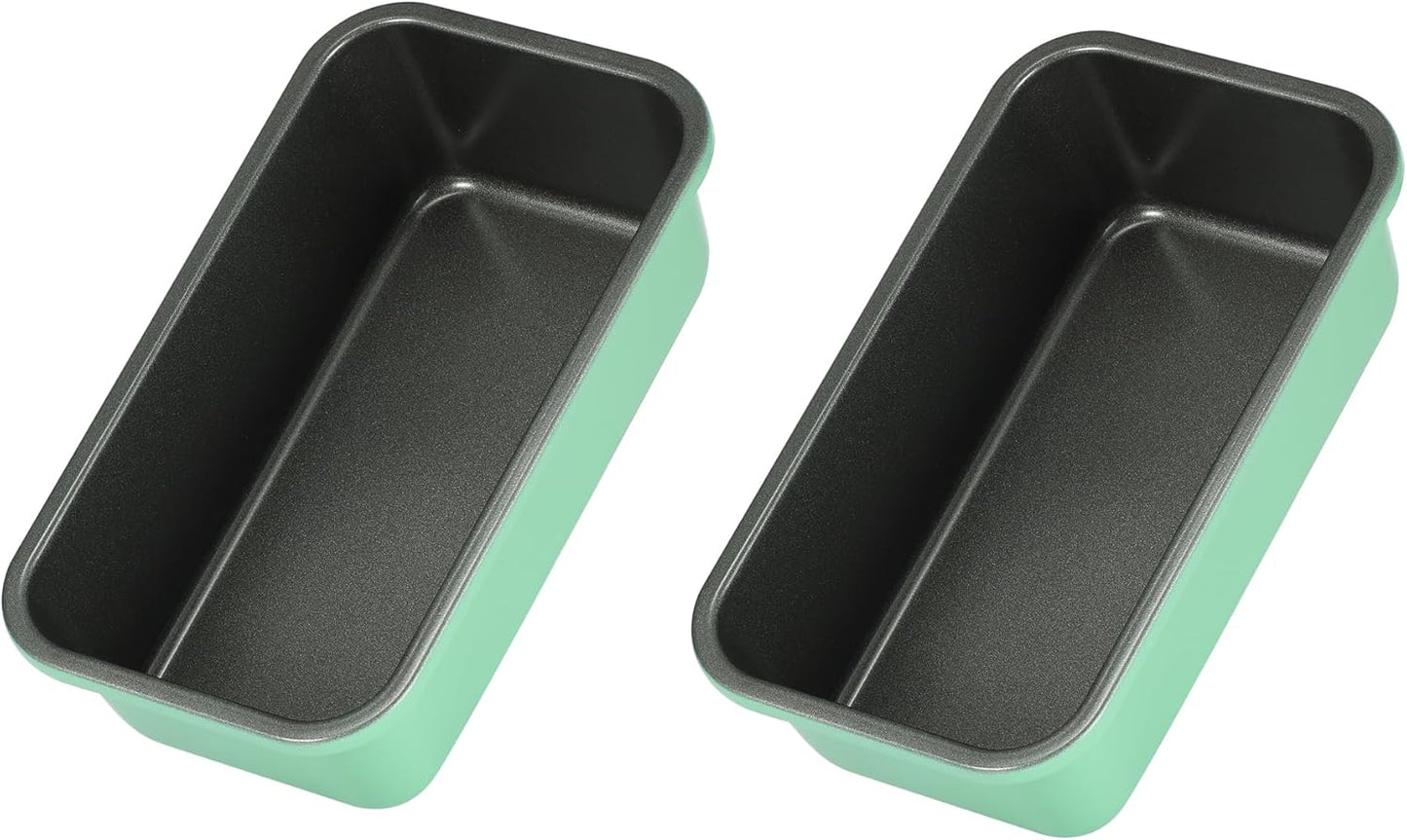 Monfish Bread Loaf Pans for Home Baking, 2pcs Carbon Steel 1lb loaf Tin, Rosemary Green 9x5 inch Non-Stick bread Pan Mold