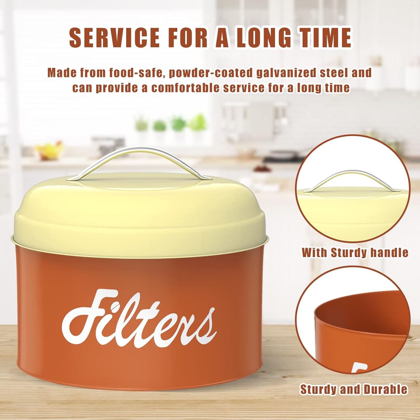 Coffee Filter Holder, Coffee Bar Accessories for Coffee Bar Station, Basket Round Coffee Filter Container Storage for Counter, Coffee bar Decor(Brown)