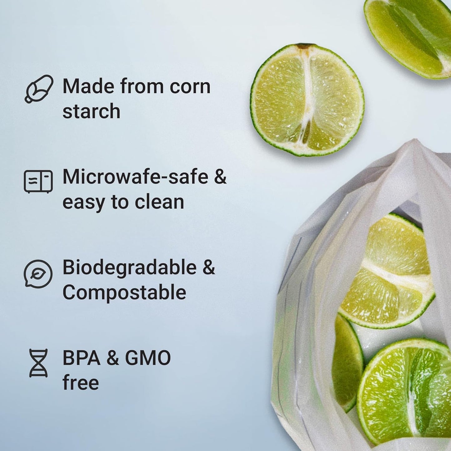 Vove Compostable Zip Bags 140-Pack | Multi-Size Biodegradable Food Storage Bags | PLA PBAT Eco-Friendly | Certified Sustainable Kitchen Storage | Zero Waste