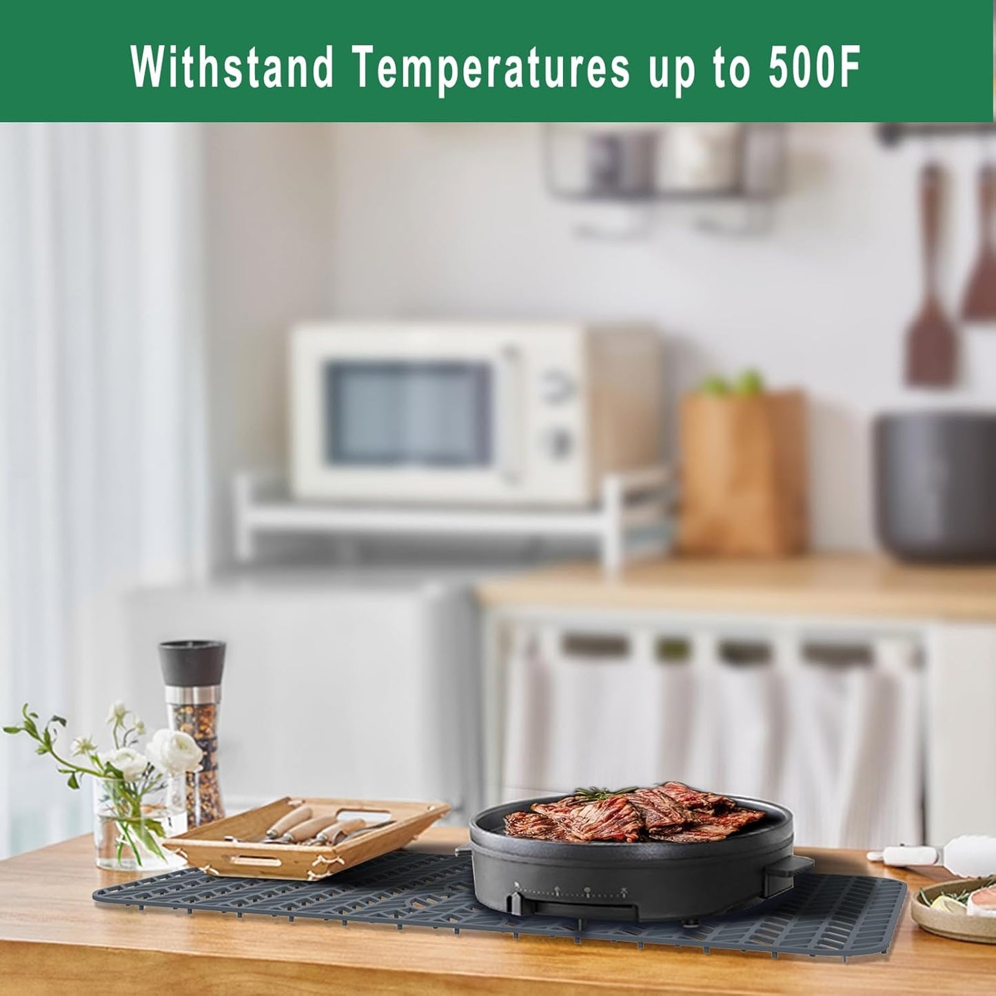 GUUKIN Sink Protectors for Kitchen Sink 19x13 & 24x12.5 & 13x11 & 26x14 & 28x14 & 29x15, Large Silicone Mats Grid for Bottom of Farmhouse Stainless Steel (24x12.5 with 3 Reserved Holes)