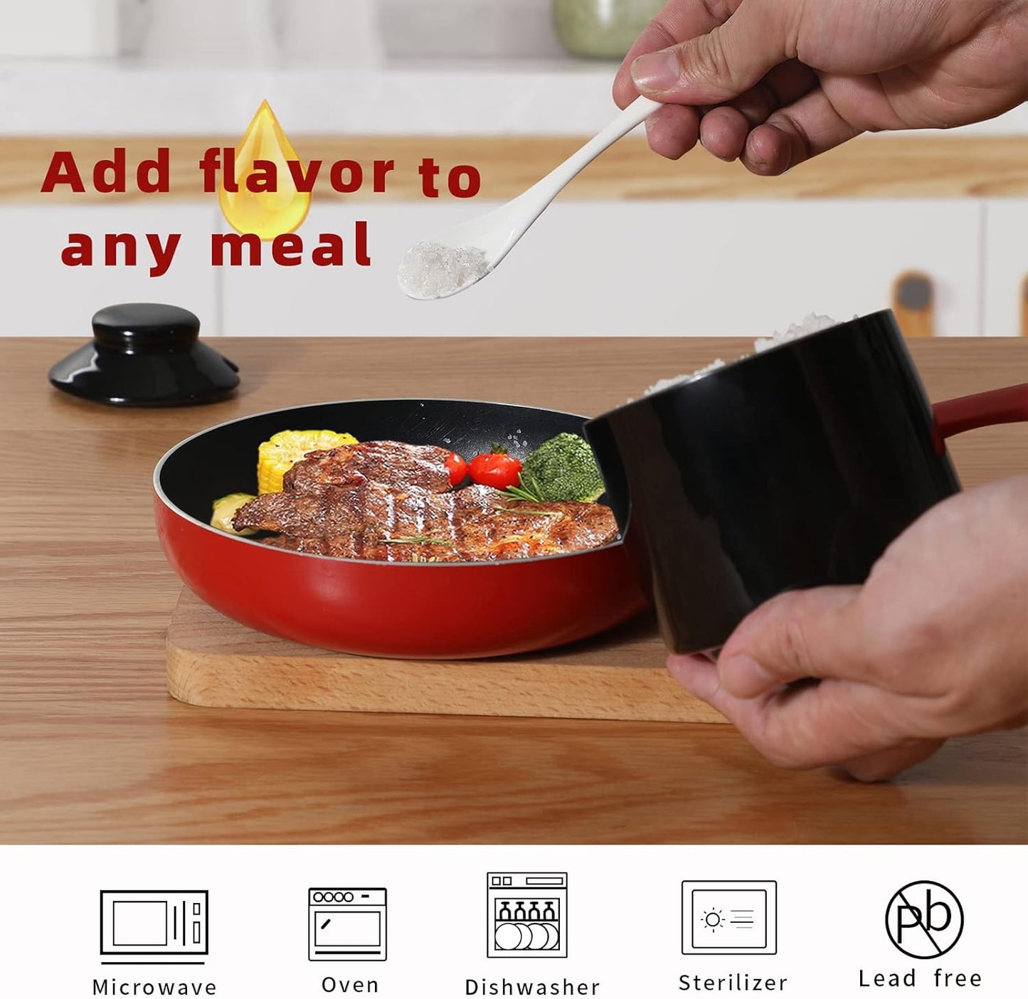 ONTUBE Ceramic Sugar Bowl with Lid and Spoon Set of 2,Porcelain Seasoning Box Salt Bowl with Tray,8oz (Black)