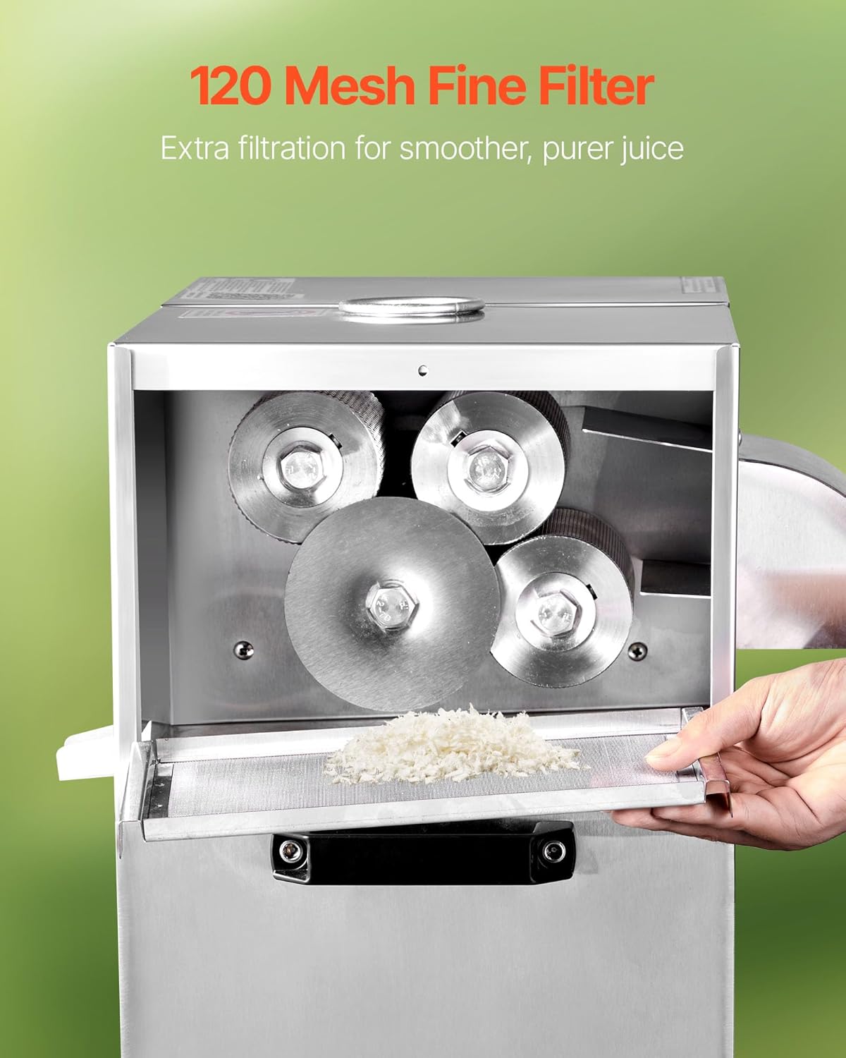 VEVOR Commercial Sugar Cane Juicer, 800W Electric Sugarcane Juicer Machine with 661LBS/H High Output, 4 Stainless Steel Rollers, Sugar Cane Press Juice Extractor Squeezer for Home/Commercial Use