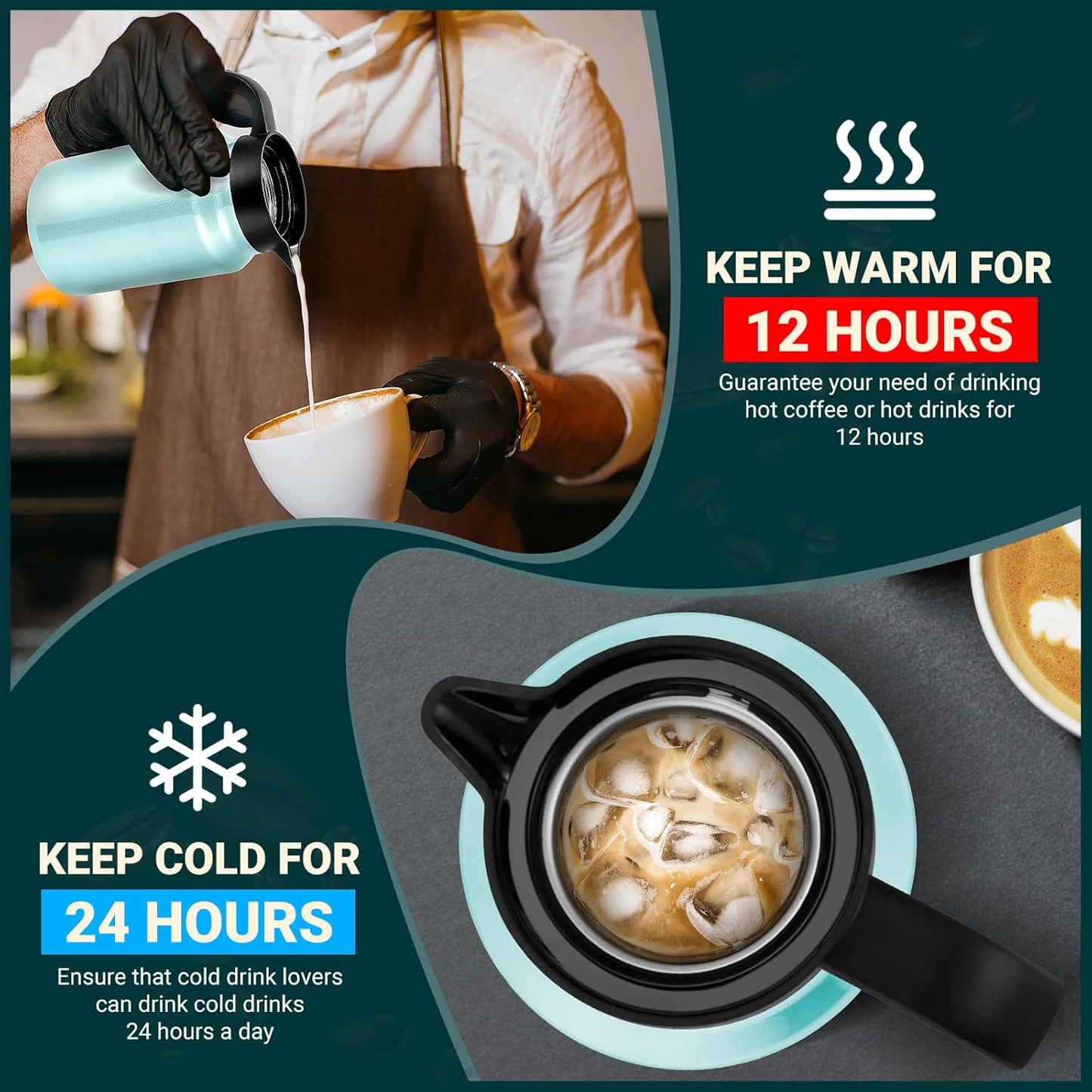 51Oz Thermal Coffee Carafes For Keeping Hot/Cold, Stainless Steel Coffee Carafe, Dustproof Insulated Water Carafe for Party/Home,Blue