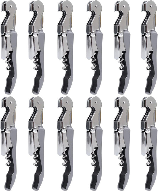 RECUTMS 12 Pack Wine Opener Corkscrews for Wine Bottles Heavy Duty Stainless Steel with Foil Cutter Small Stainless Steel Gift for Home Wedding Party Bartenders Servers Waiter（gray）