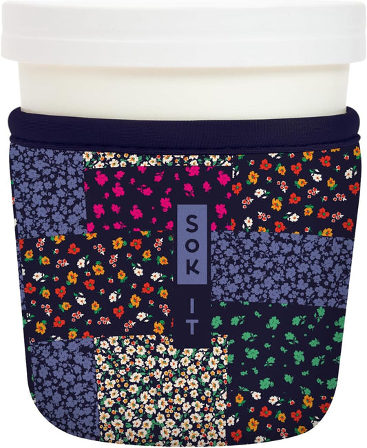 Sok It IceCreamSok Insulated Neoprene Cover (Flower Patch, Tapered Ice Cream Pints)