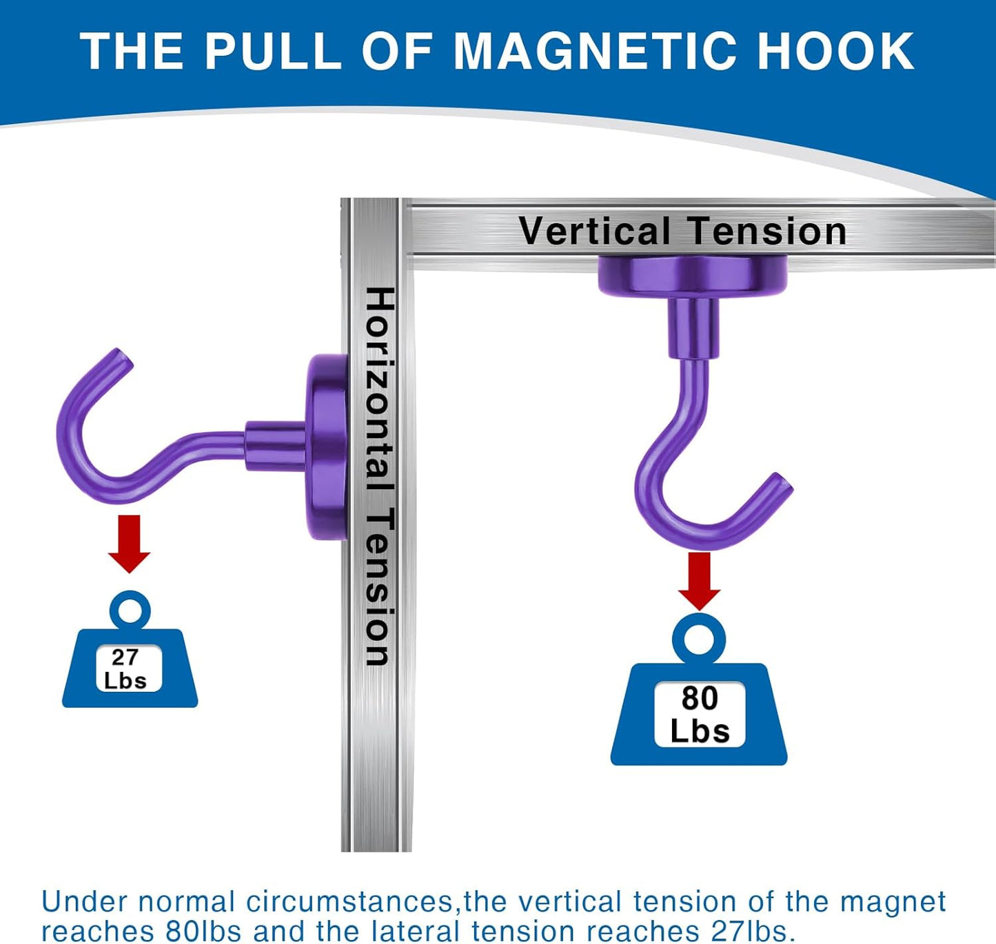 LOVIMAG Magnet Hooks, Strong Magnets,80Lb Magnetic Hooks Heavy Duty, Purple Strong Magnet Hook for Cruise Cabins, Magnet Hook for Refrigerator, Cruise Accessories, Magnets Key Holder-12Pack