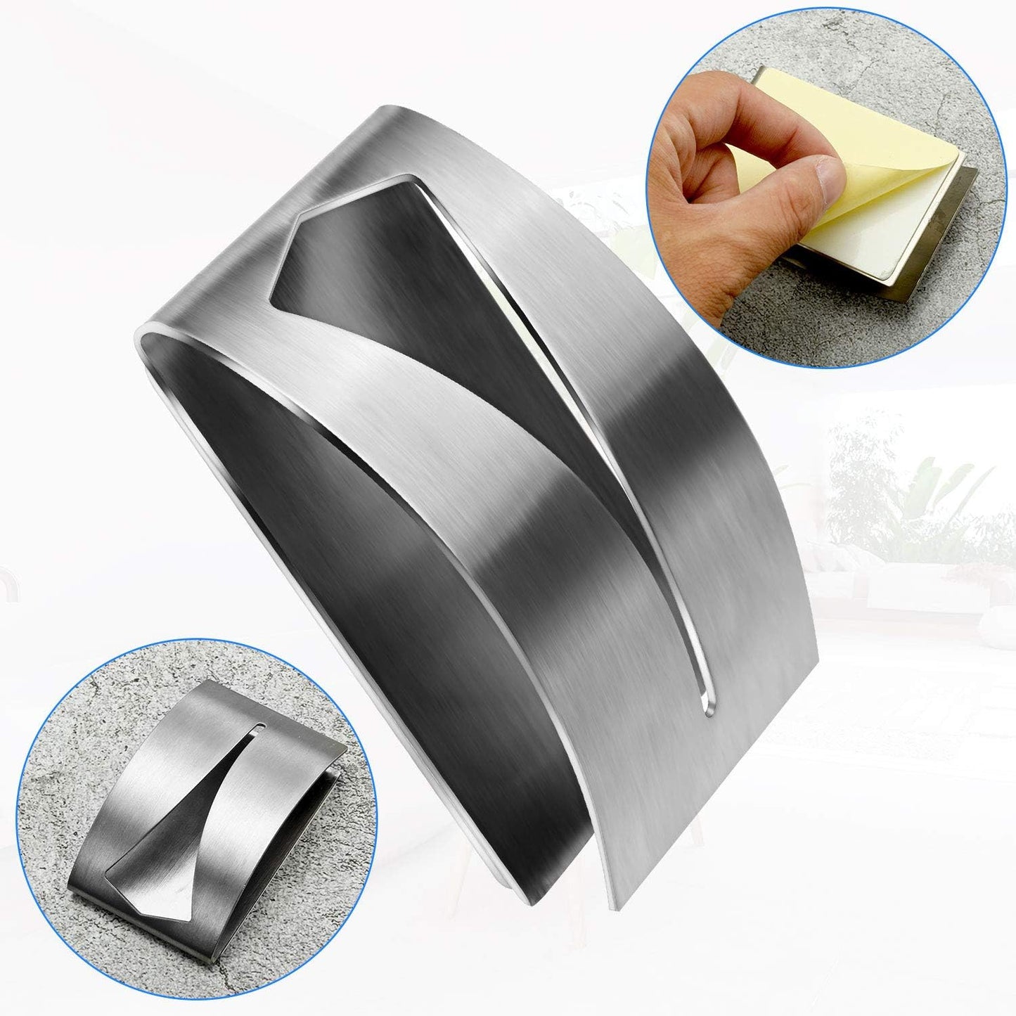 Boao 4 Pcs Self Adhesive Towel Hook Holder Grabber Stainless Steel Kitchen Dish Towel Hook Wall Mount Non Drilling Hangers Rack Hand Tea Holders for Bathroom Accesories Kitchen Gadgets (Silver)