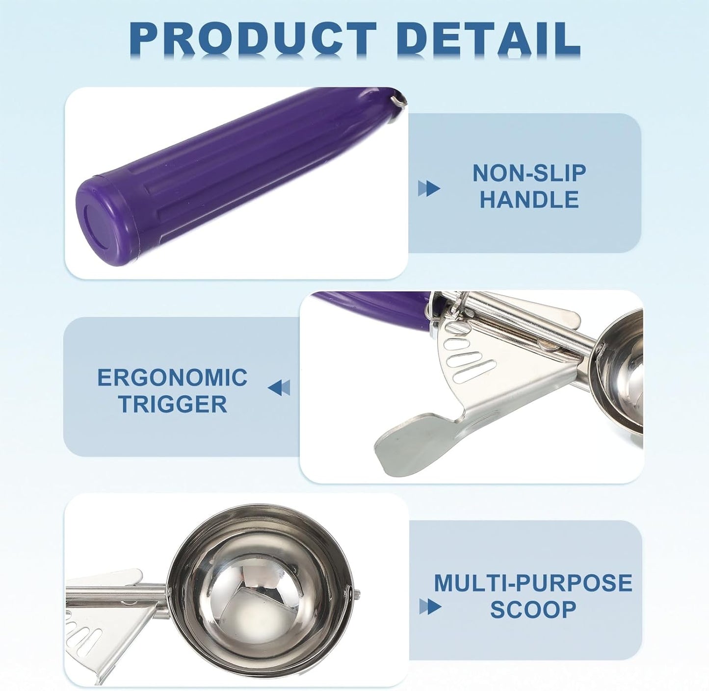uxcell 2 Pcs Cookie Scoops, Ice Cream Scoop with Trigger for Baking Cookie Dough Rice Pudding Kitchen Gadget, Purple