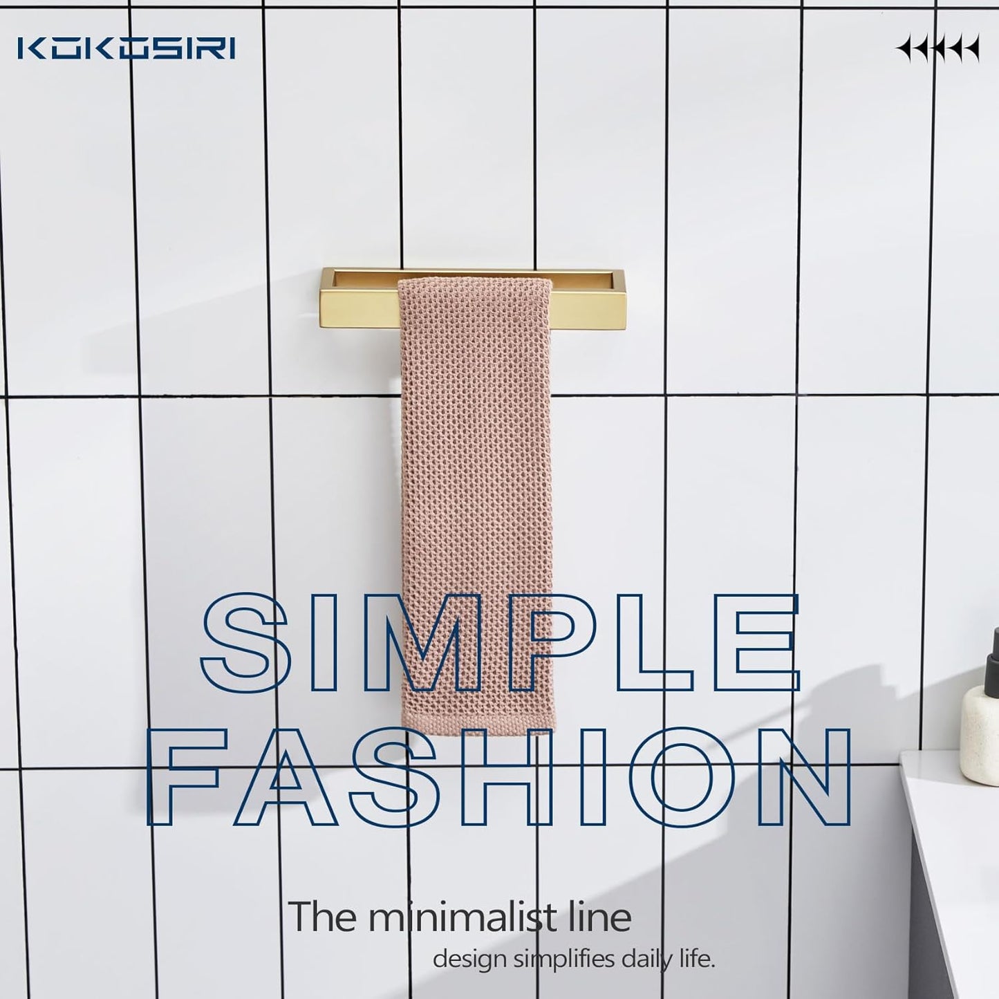 KOKOSIRI Towel Ring Brushed Gold Hand Towel Holder 9 Inch Kitchen Towel Hanger Rack Stainless Steel Bathroom Hardware Wall Mounted, 1 Pack B4008BG-L9