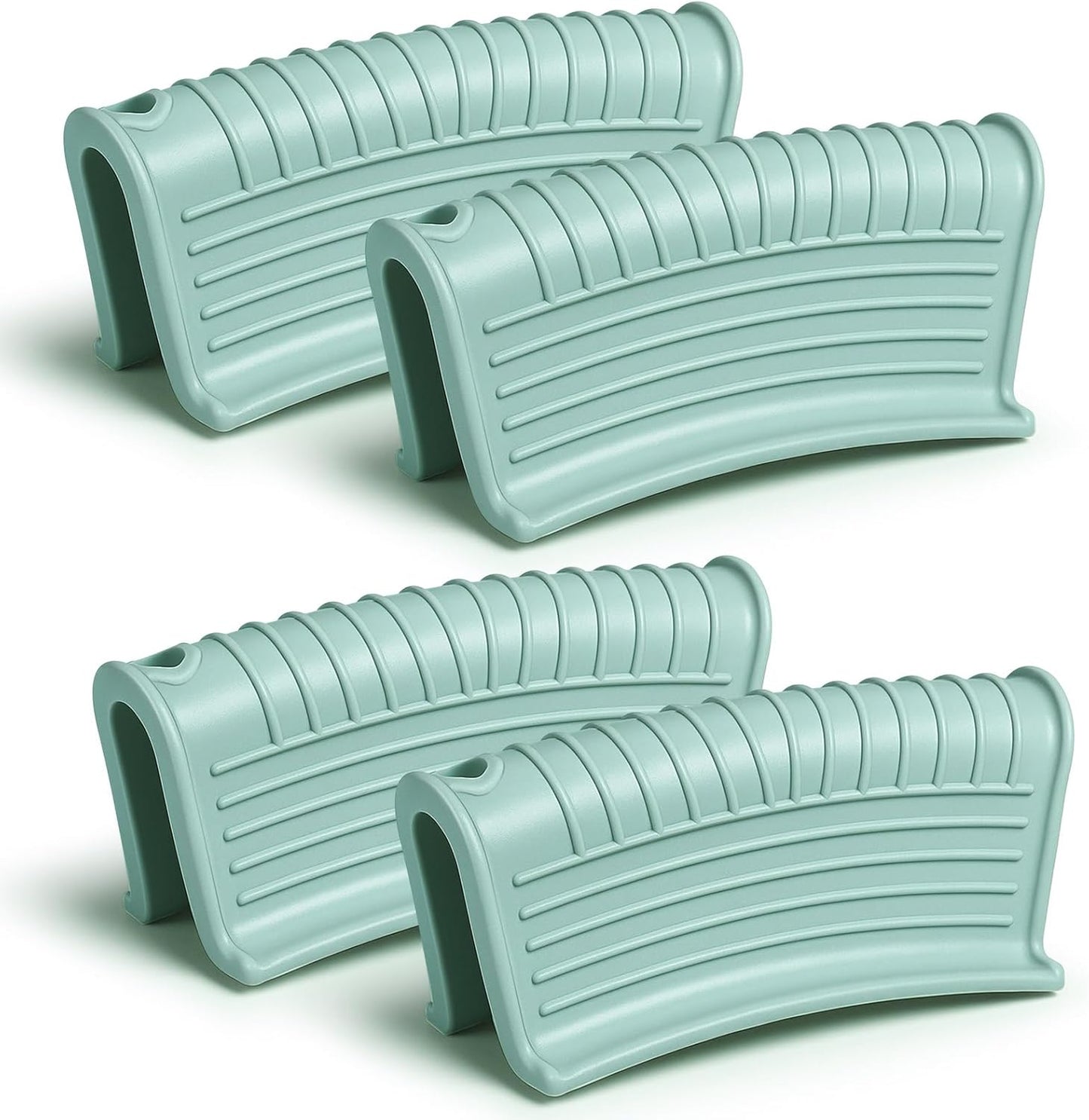 Patelai 4 Pcs Silicone Assist Hot Pan Handle Holder Pot Handle Covers for Cast Iron Skillets Holder Sleeve Nonslip Heat Resistant Pan Cover for Enameled Griddles Casserole Frying Cookware(Mint Green)