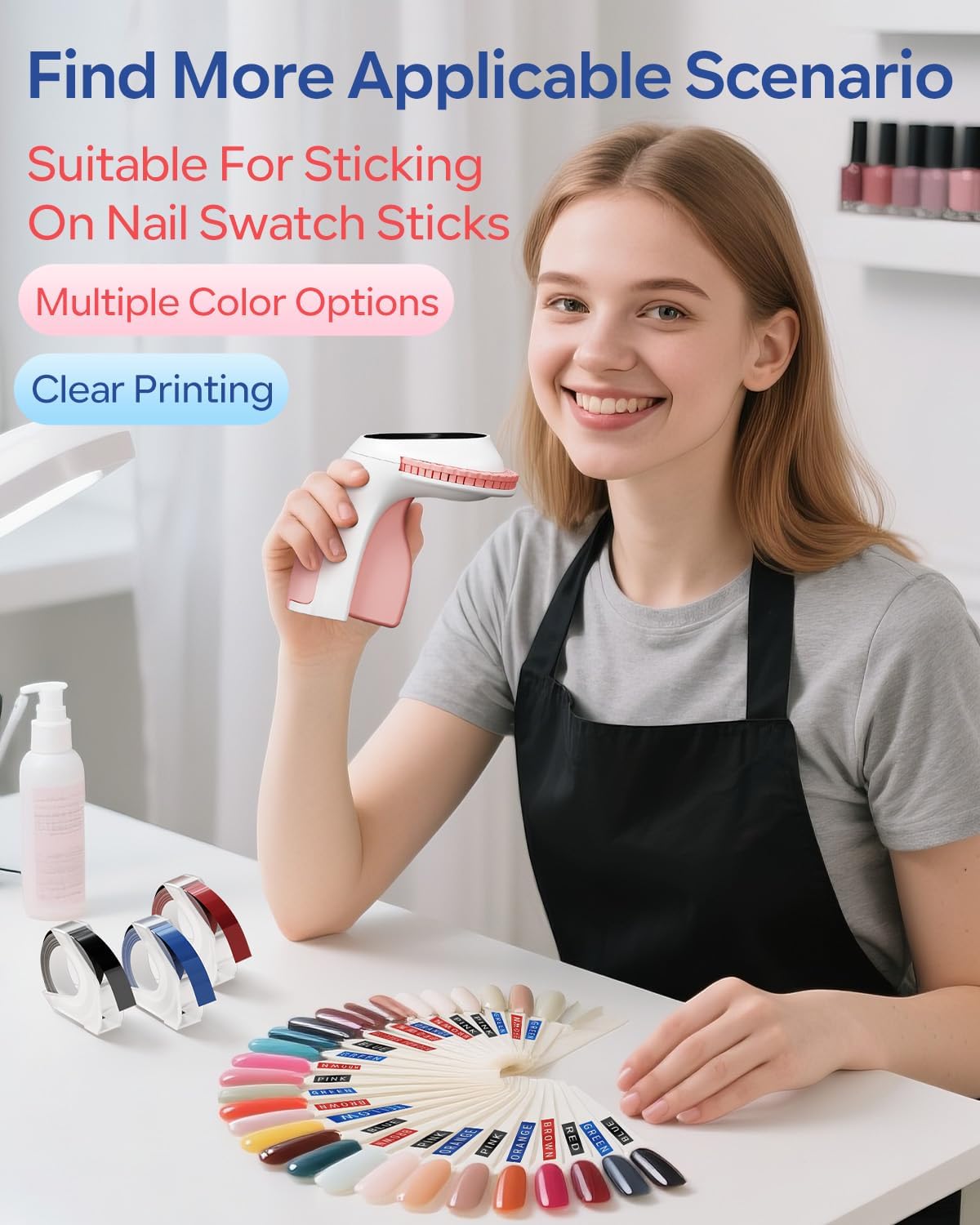 Zodzi Embossing Label Maker Machine with Tapes,Vintage Embossed Label Maker,Retro Label Makers,Old School Manual Embosser with 3 Rolls 3D Embossing Tapes for Nail Swatch Sticks/Office/Home - Pink