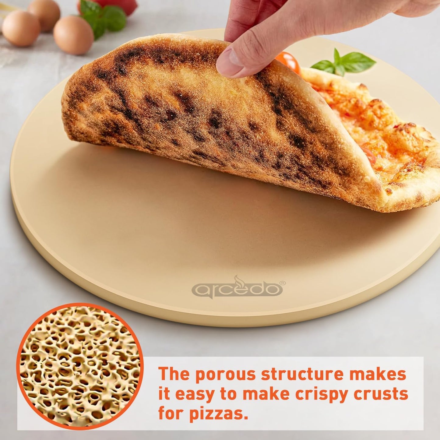 Pizza Stone for Oven 16 Inch, Round Baking Stone for Bread Thermal Shock Resistant BBQ Grilling Pizza Pan Cordierite Cooking Pan With PE Scraper