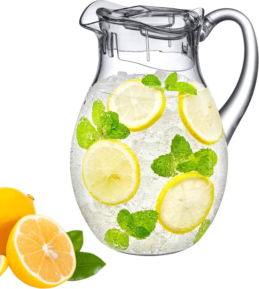 Amazing Abby - Bubbly - Plastic Pitcher (64 oz, 2 Quart), Clear Water Pitcher with Lid, Fridge Jug, BPA-Free, Shatter-Proof, Great for Iced Tea, Sangria, Lemonade, Juice, Milk, and More