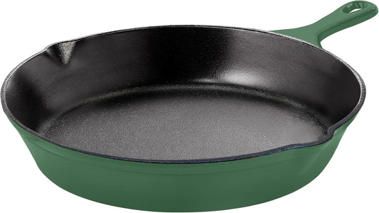 Utopia Kitchen Cast Iron Frying Pan 8 Inch, Cast Iron Chefs Pan, Pre Seasoned Skillet, Safe Grill Cookware for Indoor & Outdoor Use, Green
