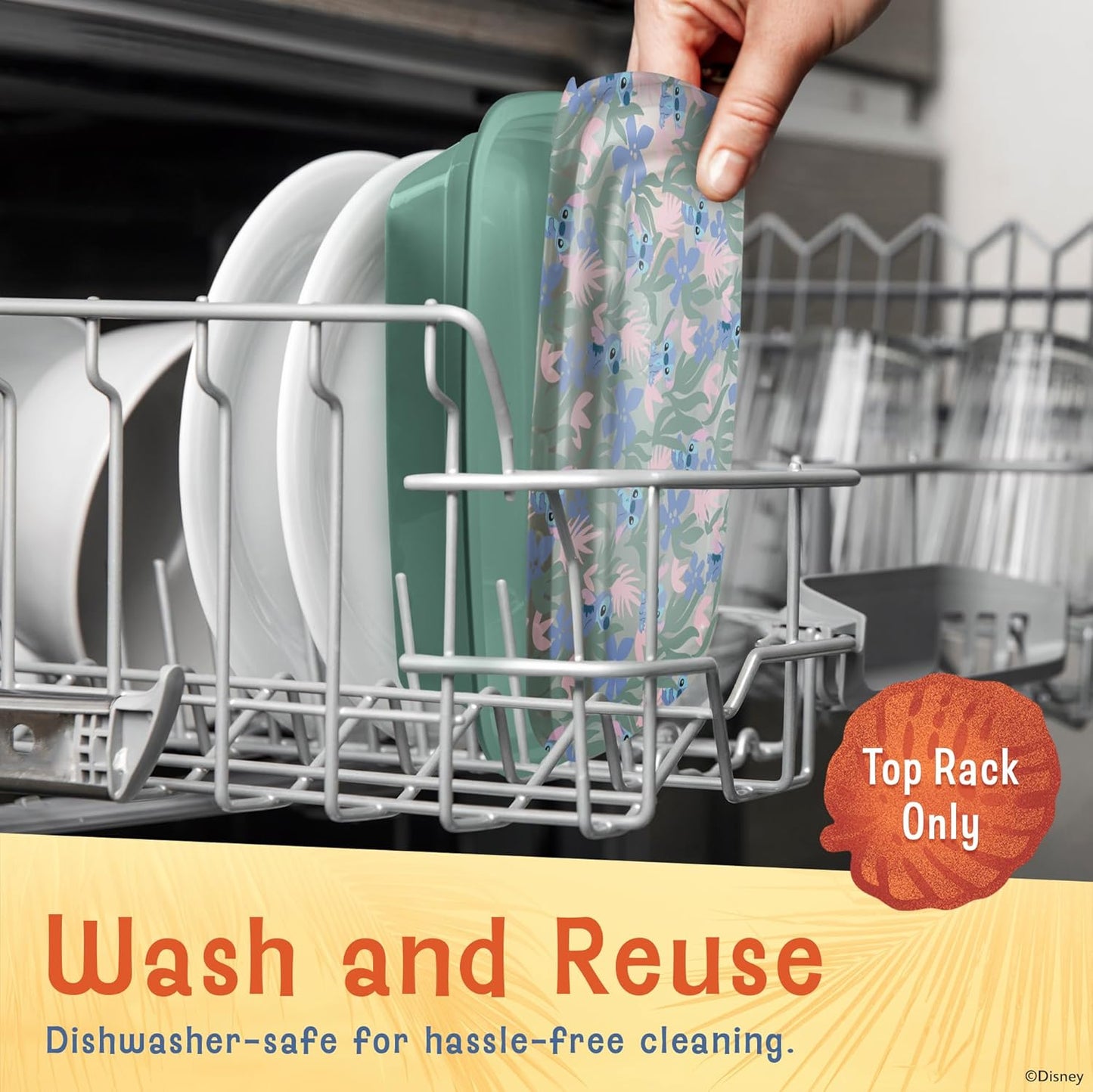 Disney Meal Prep Containers - 20-Piece Reusable Food Containers with Lids - Freezer, Microwave & Dishwasher Safe - Featuring Mickey & Minnie, Lilo & Stitch