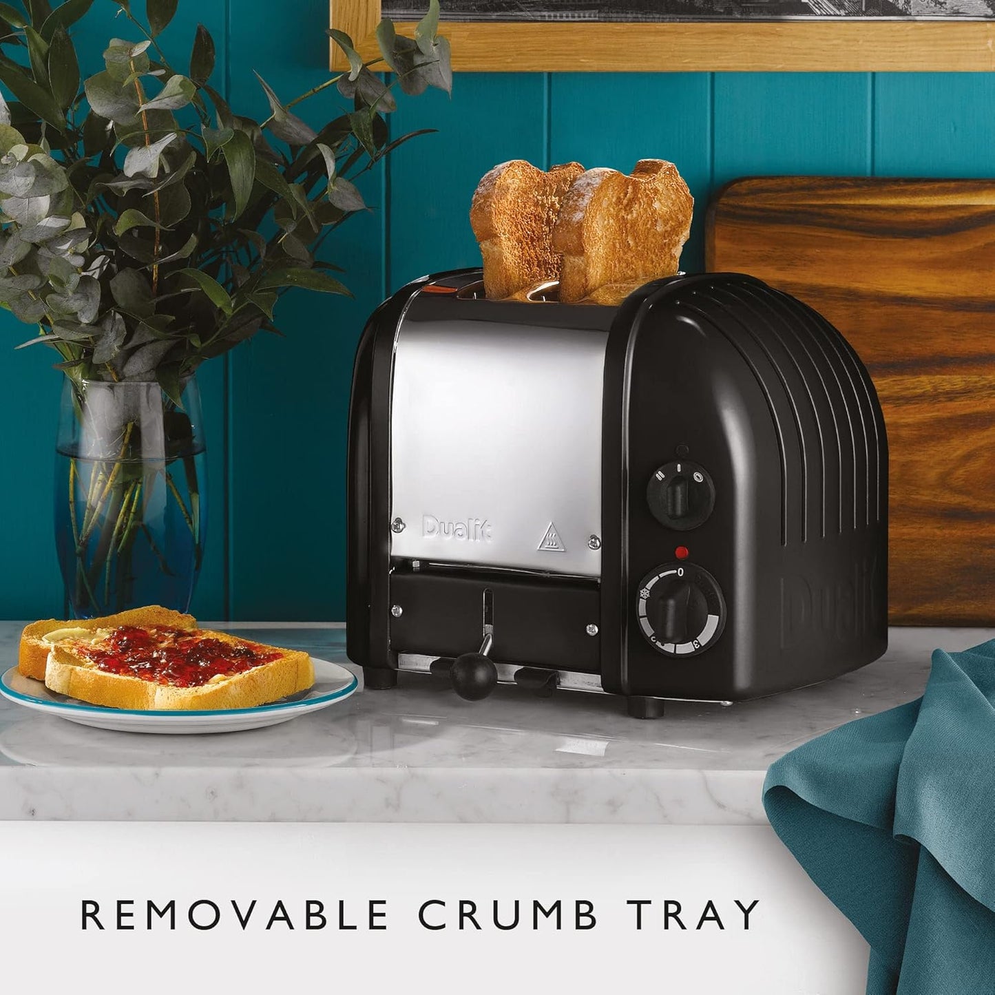 Dualit Classic 2 Slice NewGen Toaster - Stainless Steel - Hand Built in the UK - Replaceable ProHeat elements - Defrost Bread - Mechanical Timer - Matt Black Classic Toaster