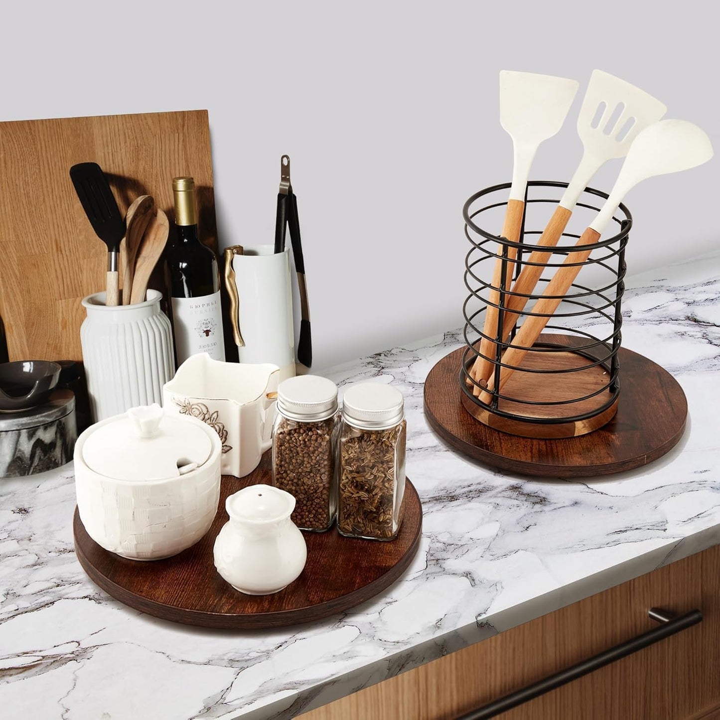 [ 2 Pack ] 10-inch Lazy Susan Organizers, ACIAZAAZ Lazy Susan Turntable for Cabinet, Kitchen Turntable Storage for Table, Countertop, Pantry