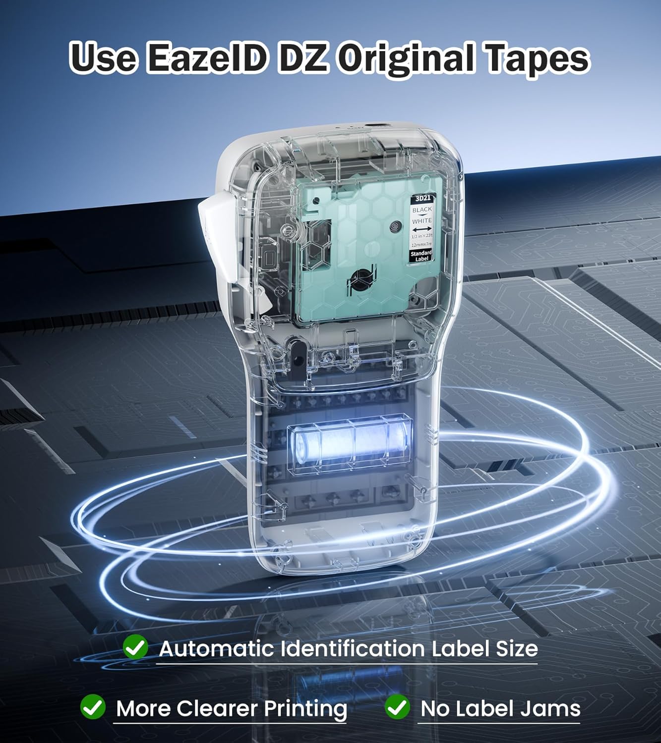 Portable Label Maker Machine with Tapes LM1600, Label Maker with QWERTY Keyboard, Rechargeable Handheld Labeler with Backlighting LCD Screen for Office School Use