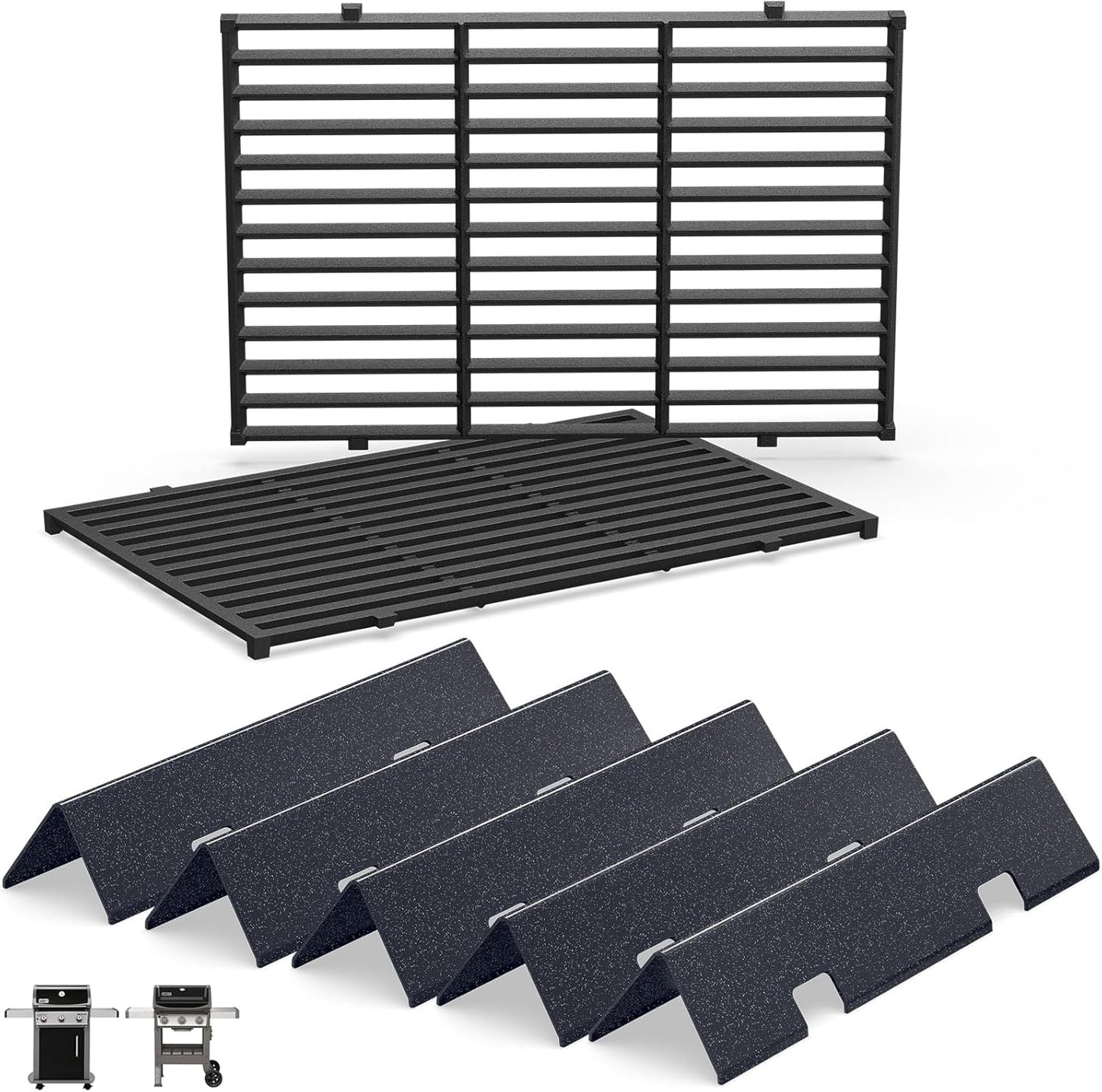 15.3" Flavorizer Bars & 17.5" Grill Grates for Weber Spirit Grill Parts, Spirit 300 Series (Front Control), Spirit II E/S-310 Gas Grills, Spirit Grill Replacement Parts for Weber GS4 Spirit 7638 7636