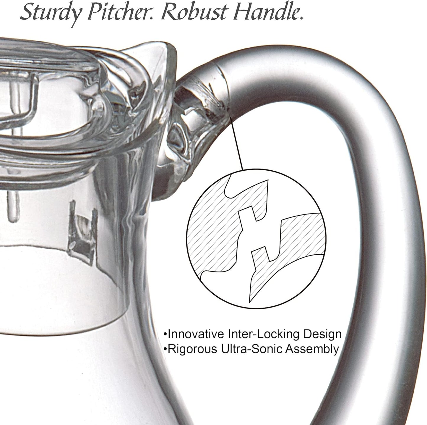 Amazing Abby - Quadly - Plastic Pitcher (64 oz, 2 Quart), Clear Water Pitcher with Lid, Fridge Jug, BPA-Free, Shatter-Proof, Great for Iced Tea, Sangria, Lemonade, Juice, Milk, and More