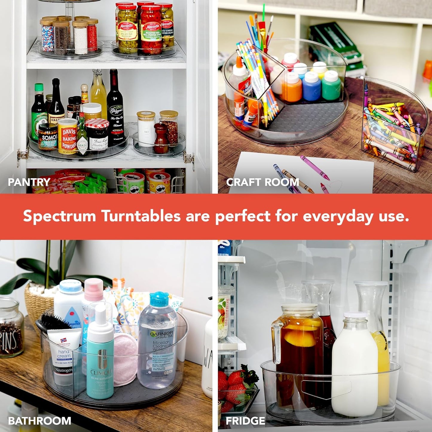 Spectrum Lazy Susan Organizer, Hexa Round Small (1-Pack) - Lazy Susan Turntable for Cabinet, Refrigerator, Pantry, Table, & Shelf - Rotating & Spinning Pantry Organization & Storage for Fridge