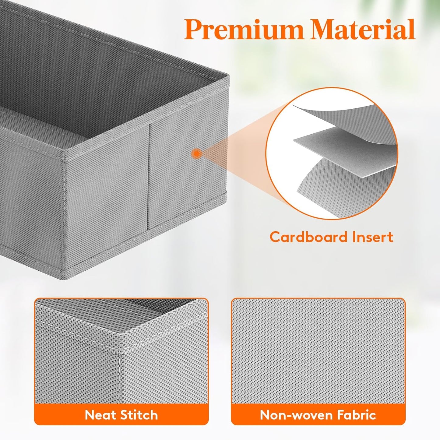 Lifewit Drawer Organizer Clothes for Closet 16 Pack, 3 Sizes Underwear Wardrobe Drawer Dividers, Fabric Foldable Dresser Storage Organizer Bins for Sock, Bra, Lingerie, Undies, Grey