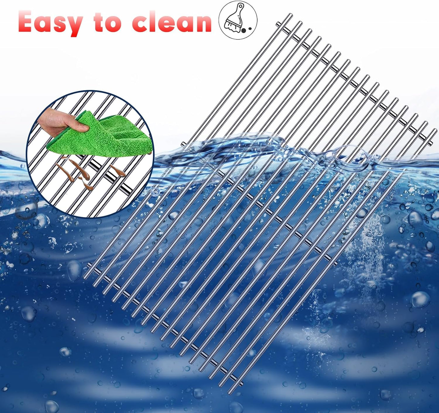 Grill Grates Flavorizer Bars Parts for Weber Genesis II E-410, S-410, Genesis II LX E-440, S-440, Weber 66089, 66097, 66041, 66033, 66796, Stainless Steel Grids Flavor Bars Heat Deflectors