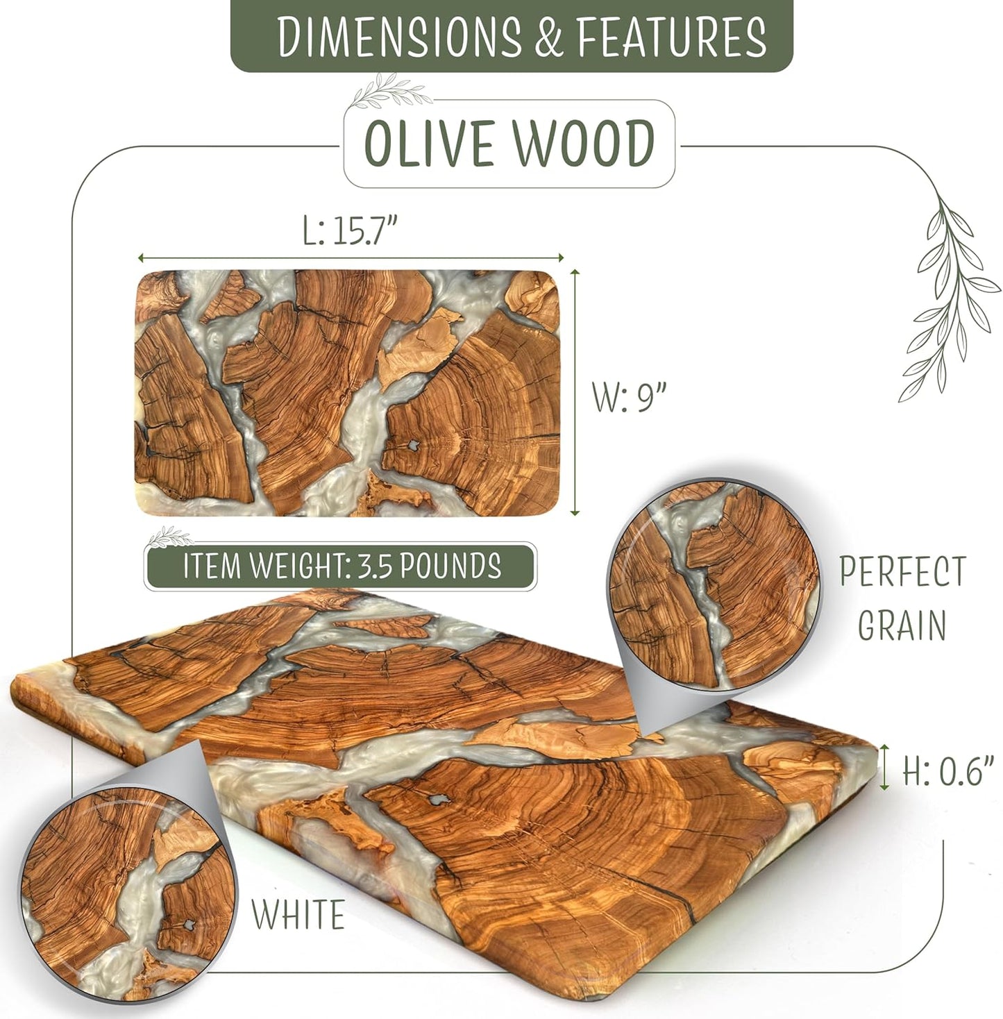Handmade Olive Wood Resin Cutting Board, Wood and Resin Charcuterie Boards for Housewarming Gifts, Resin Cheese Board, Decorative Cutting Board for Kitchen, Luxury Olive Wood Charcuterie Board