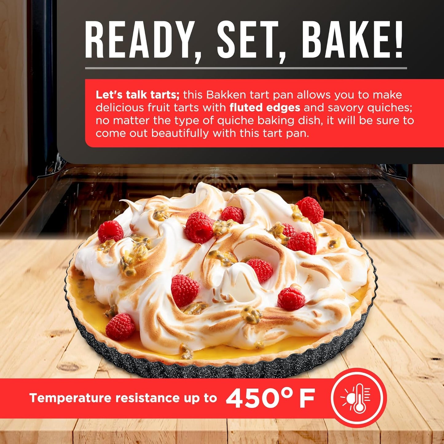 Tart Pan – Quick Release Removable Base, Non-Stick Fluted Edge, Durable Steel - Create Perfect Pies, Fruit Tarts, and Quiches with Ease