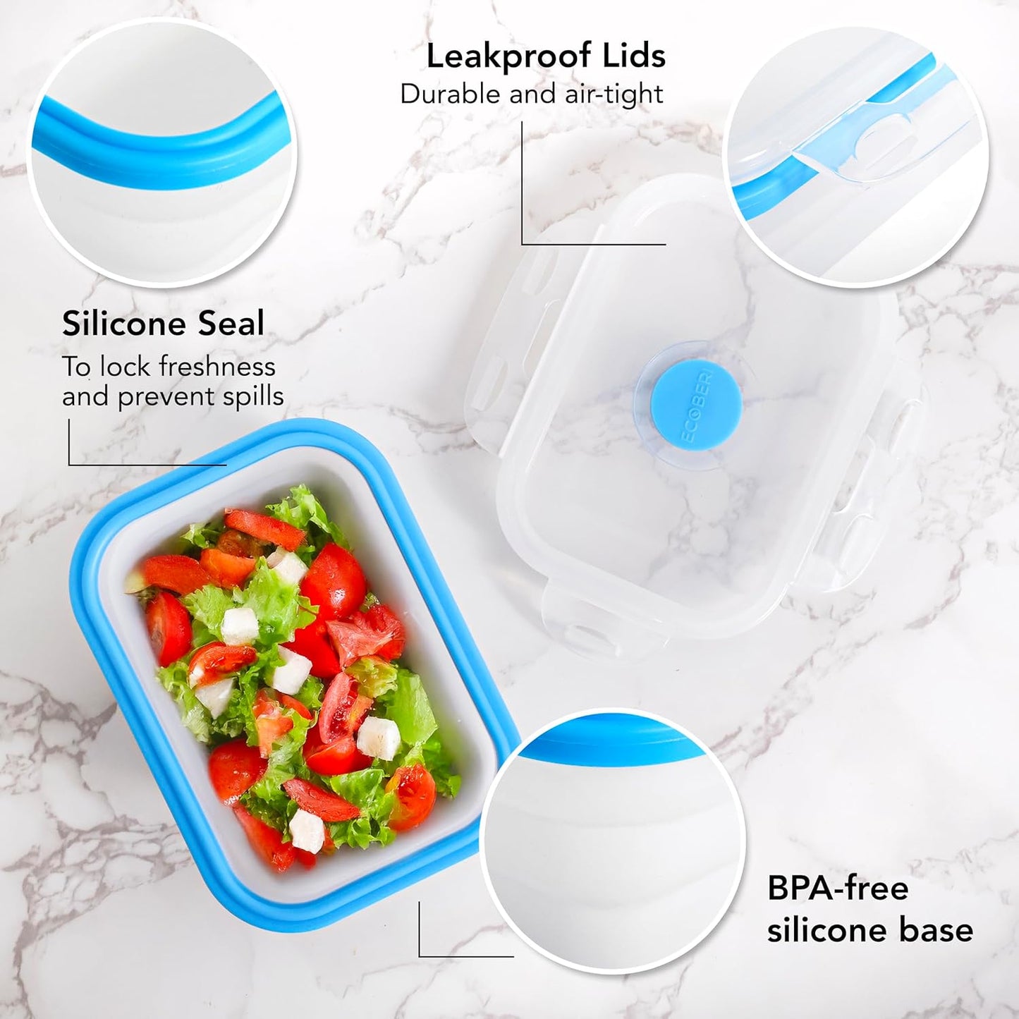 Small Collapsible Silicone Containers, Perfect for Snacks, Travel, Space-Saving Storage, Set of 4