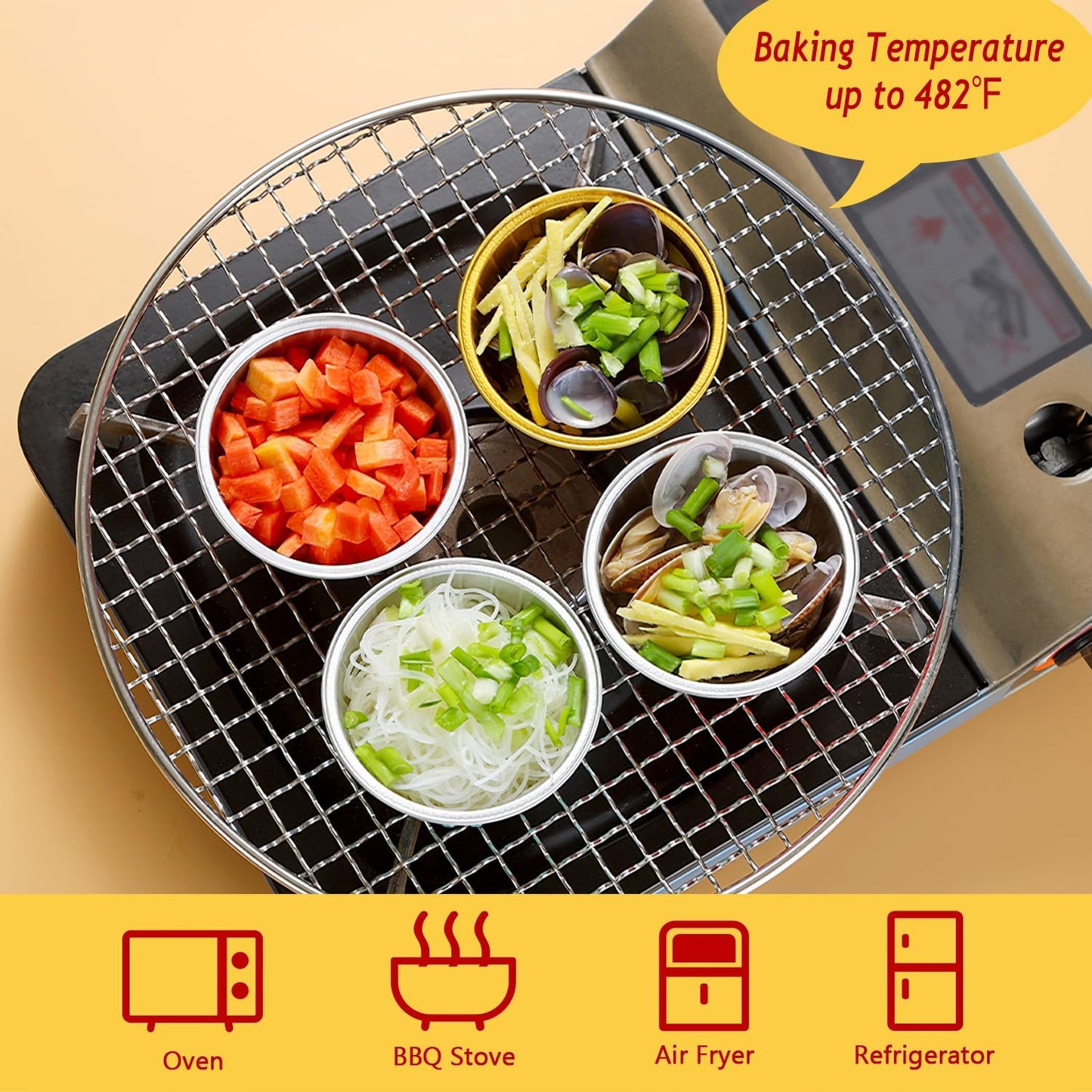 5oz Cupcake Pans Muffin Tins 100 Pack,LNYZQUS Aluminum Foil Mini Cake Baking Cups with Dome Lids,Disposable Ramekins Cupcake Liners,Small Cake Mini Pie Baking Pan for Christmas -Red