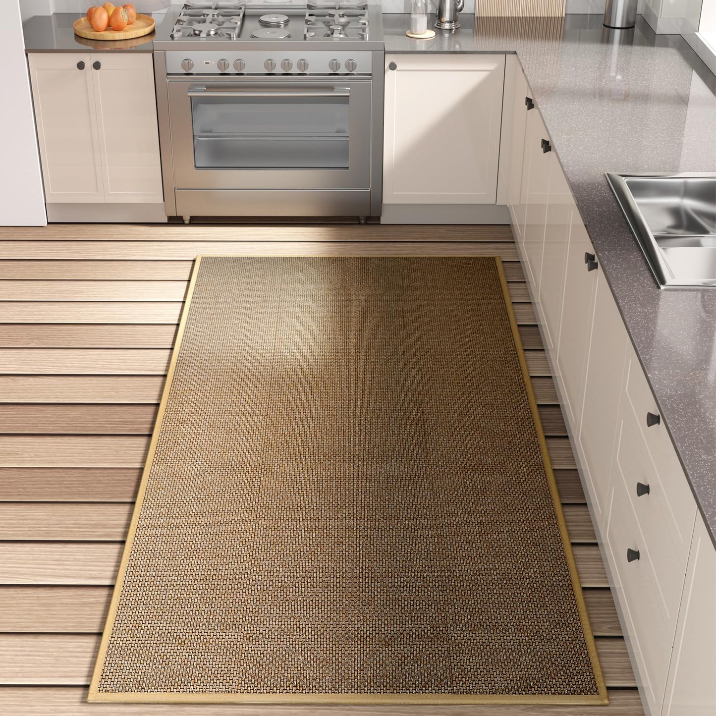 Kitchen Mat, Rubber Backing Cushioned Non Slip Kitchen Rugs for Floor, Absorbent Runner Comfort Standing Mat Rug Washable for Kitchen, Office, Home, 35.4"x71" (Brown)