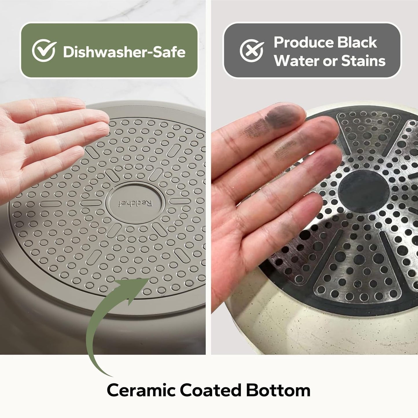 Redchef Nonstick Frying Pan Skillet, Non Stick Ceramic Frying Pan, Egg & Omelet Pans, Non Toxic, Kitchen Healthy Cookware, PFAS & PTFE & PFOA Free,Induction Compatible, Gray, 9.5"