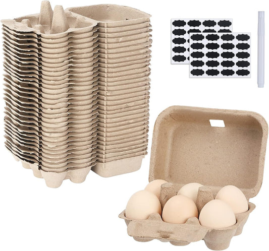Paper Egg Cartons for Chicken Eggs, 36 Pieces Pulp Fiber Half Dozen Egg Cartons Bulk 6 Count Egg Storage Containers Holder for Family Farm Market Fridge Storing Chicken Eggs