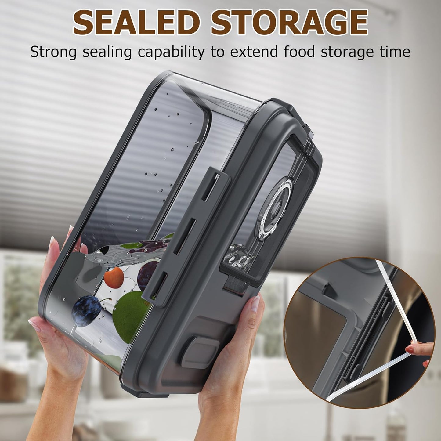 Bread Box For Kitchen Countertop, Airtight Bread Storage Container, Bread Container For Homemade Breads, Cookies, And Cake, Grey Bread Keeper