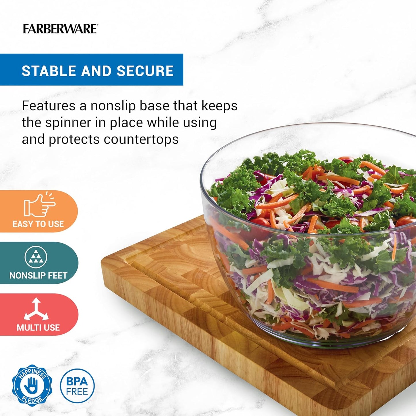 Farberware Professional Pump Small Salad Spinner with Bowl featuring Non Slip Grip, Small 3.16 Quart, Colander and Built in draining System for Fresh, Crisp, Clean Salad and Produce, Green