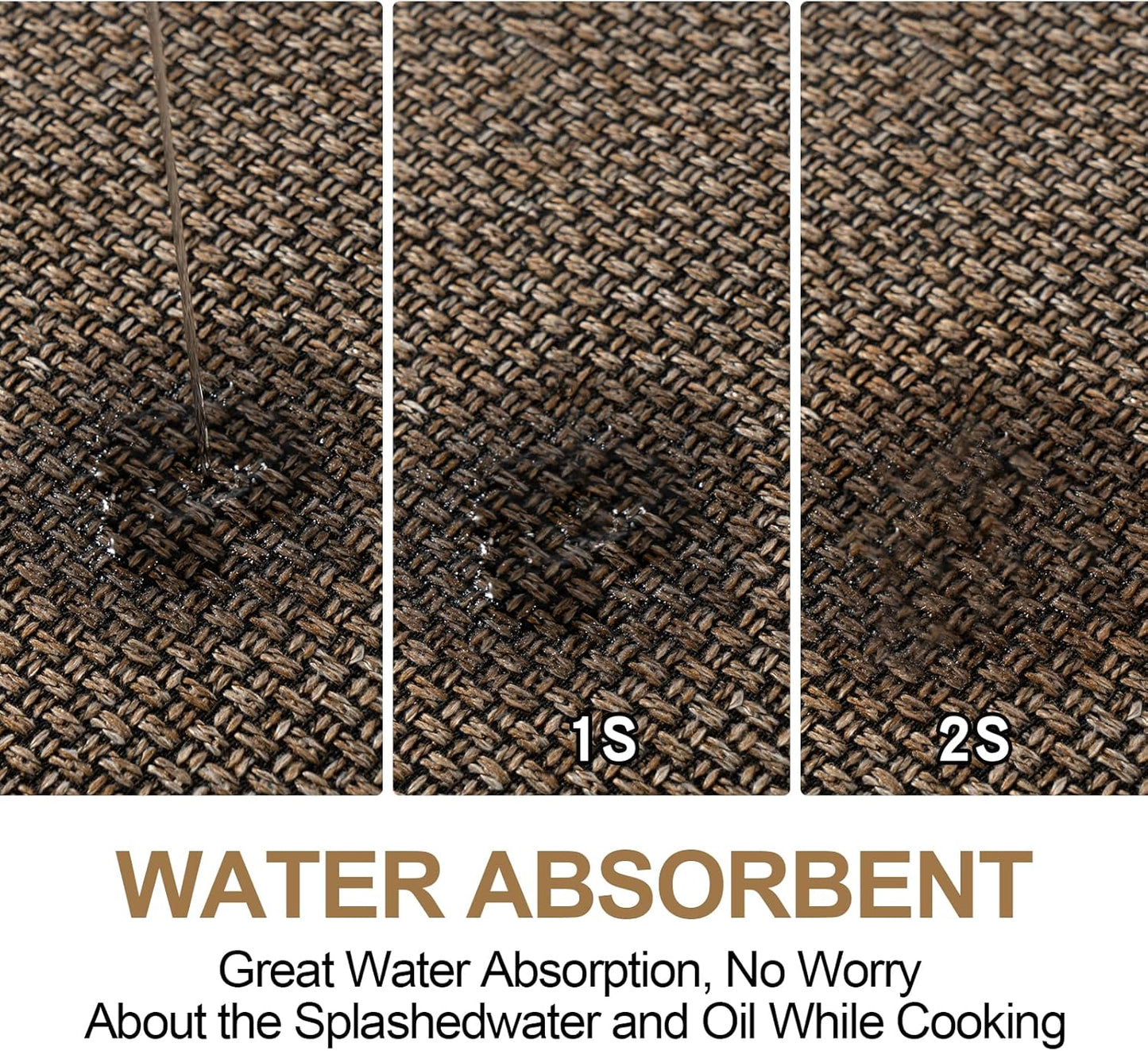 Kitchen Mat Set of 2 PCS, Cushioned Non Slip Rugs for Kitchen Floor, Absorbent Runner Comfort Standing Mats Washable for Kitchen, Office, Home,(Brown, 17.3"x47"+17.3"x71")
